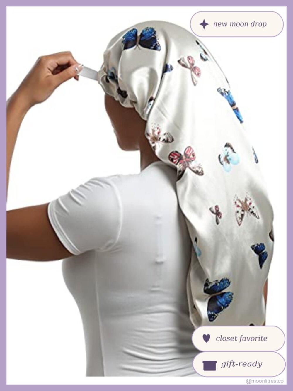 Satin Silk Sleep Cap Double Layer Adjustable Hair Bonnet